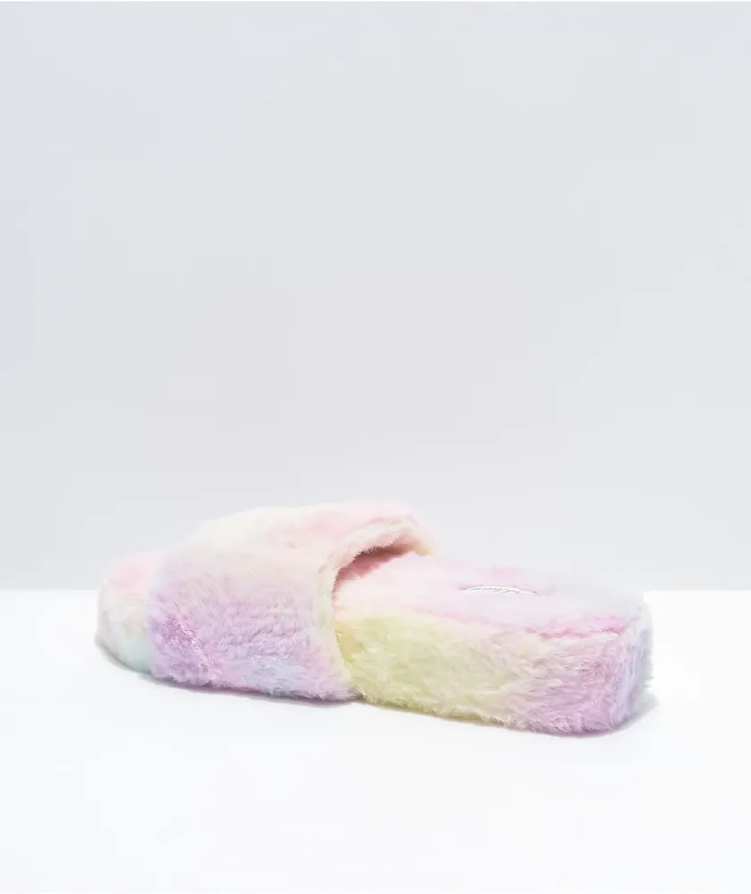 Tie dye sales fuzzy slides