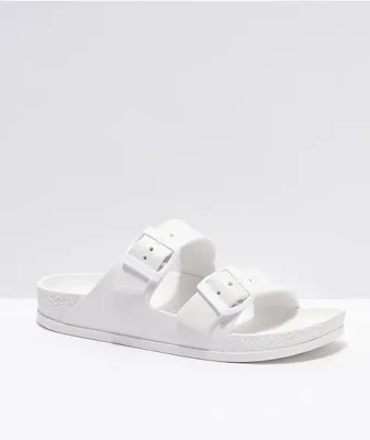White 2 strap sandals best sale