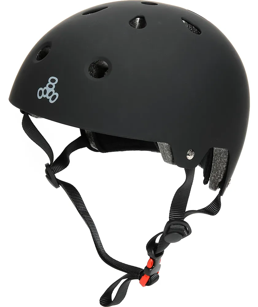Triple eight dual certified black rubber skateboard helmet deals
