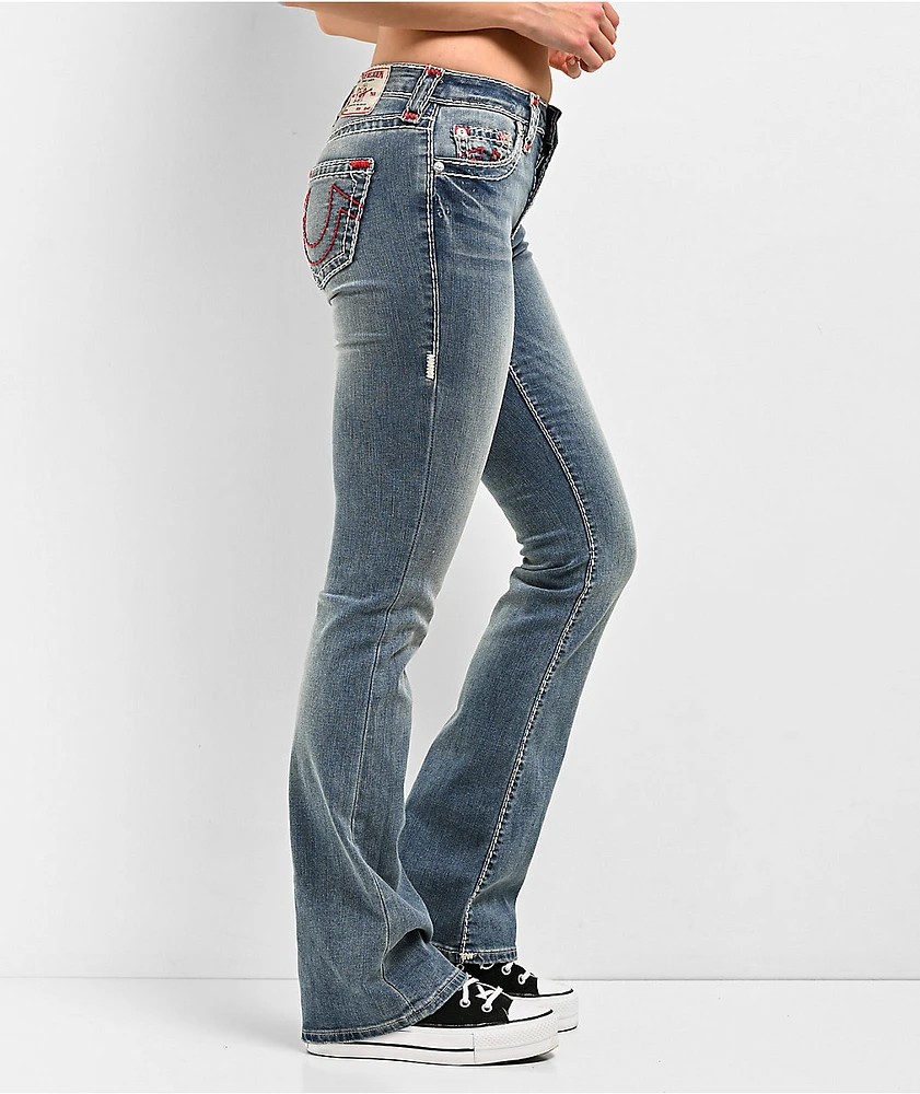 True Religion Becca Mid Rise Super T Crushed Lily Bootcut Jeans at