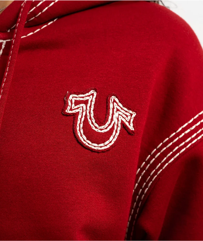 True Religion Big T Horseshoe Red Zip Hoodie | MainPlace Mall