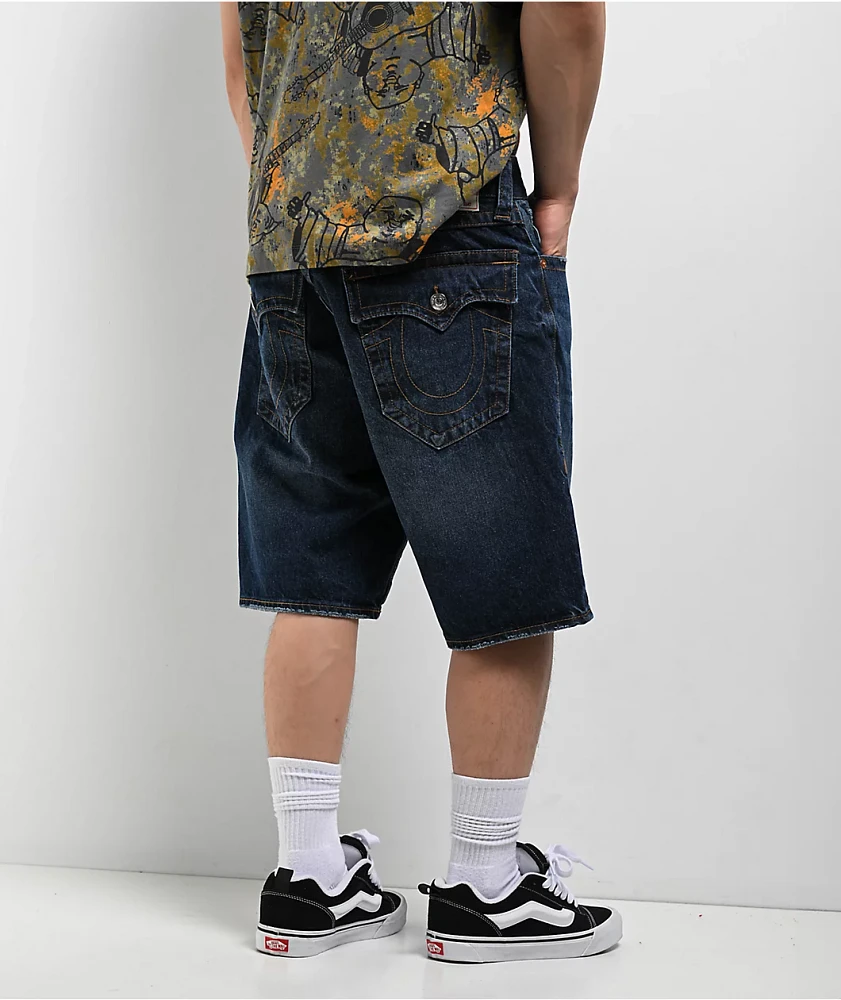 True Religion Bobby Dark Blue Relaxed Baggy Denim Shorts
