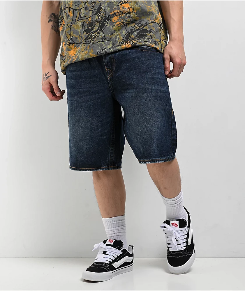 TRUE RELIGION ダークブルー ショートパンツ 36サイズ True Religion Bobby Dark Blue Relaxed Baggy Denim Shorts