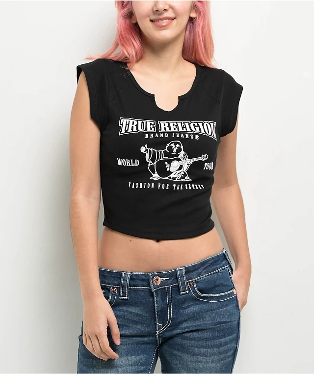 ★KIRSH★ Kirsh X True Religion Crop Slim Tee Red True-Religion-Logo-Fiery-Red-