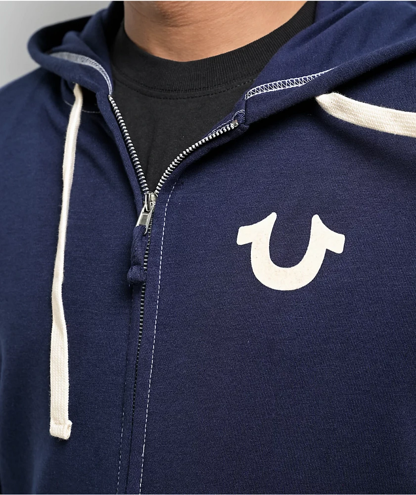 True Religion Classic Logo Blue Zip Hoodie | Liberty Center