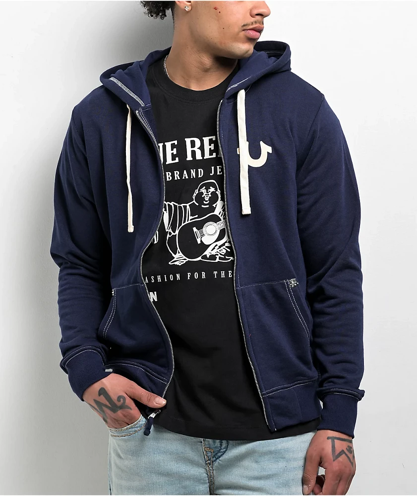 True Religion Classic Logo Blue Zip Hoodie | Liberty Center