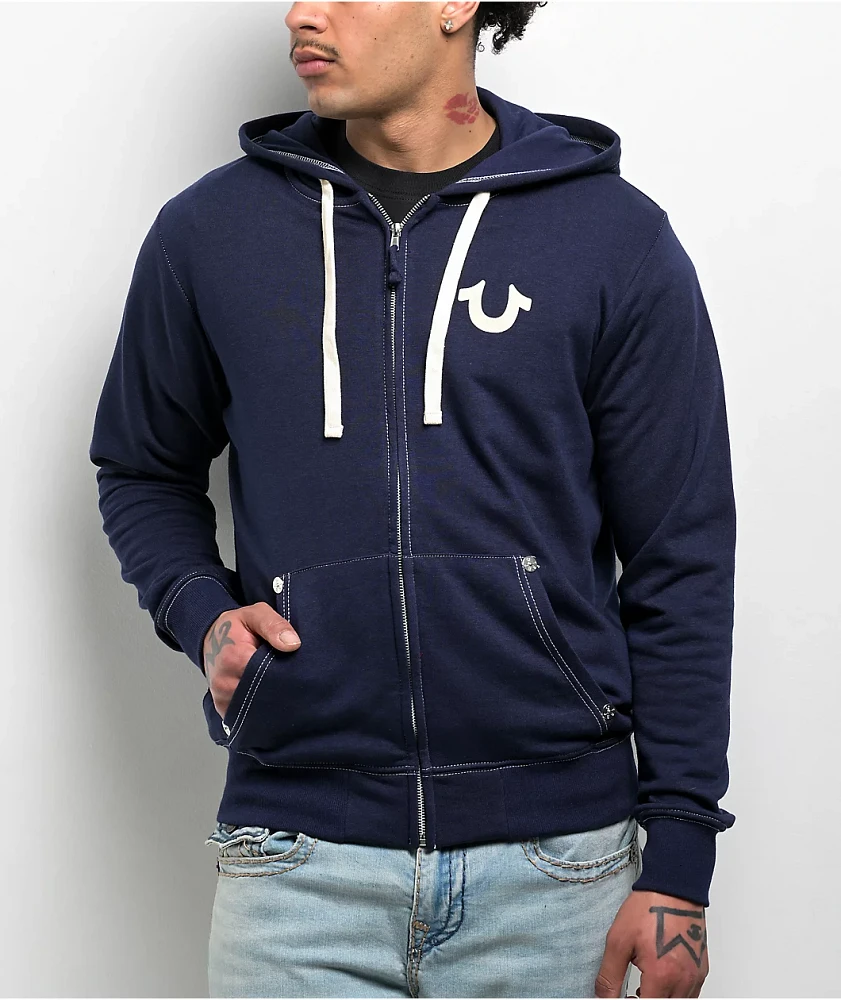 True Religion Classic Logo Blue Zip Hoodie | Liberty Center