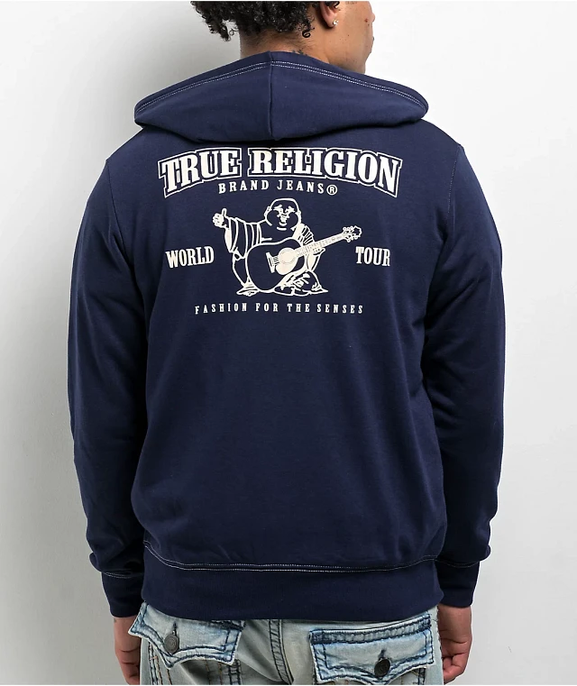 True Religion Classic Logo Blue Zip Hoodie | Liberty Center