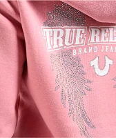 True Religion Crystal Wing Rosebud Crop Zip Hoodie | MainPlace Mall