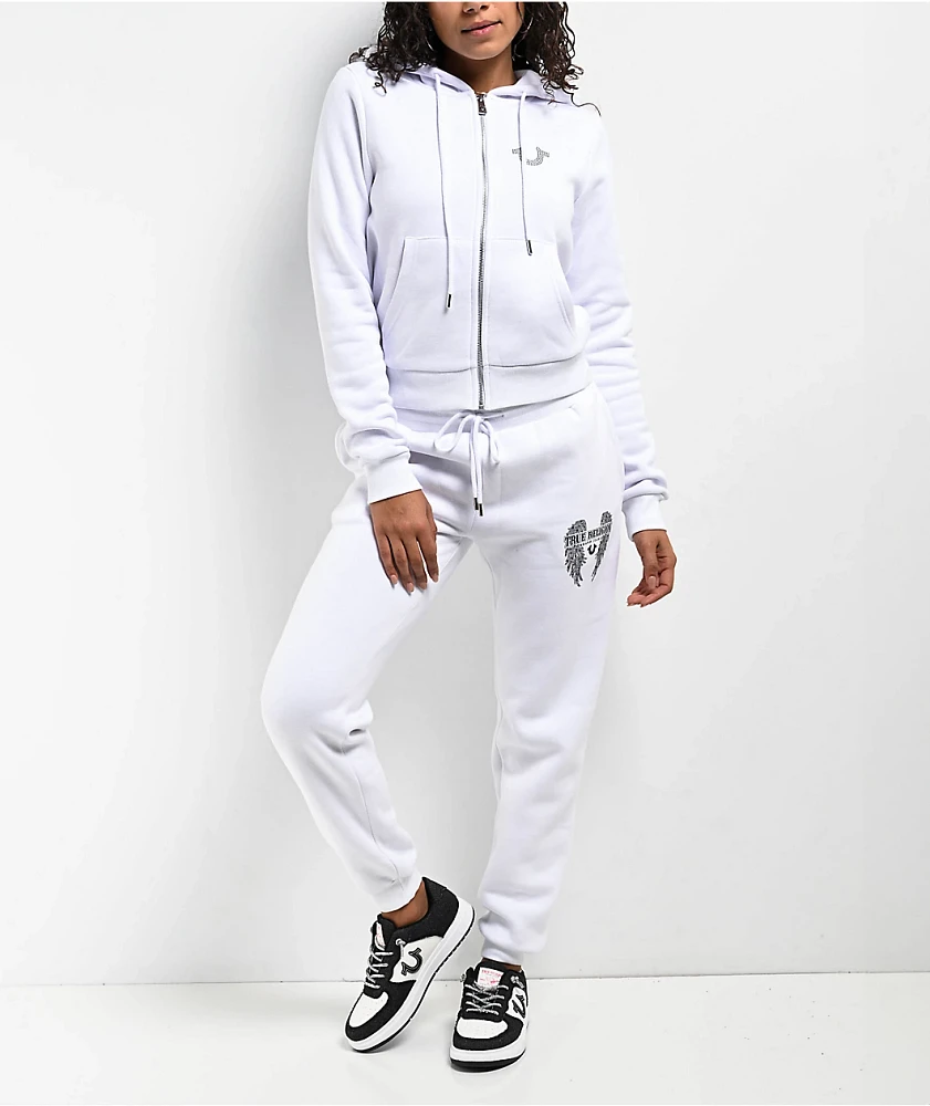 True Religion Crystal Wing White Zip Hoodie | Mission Valley