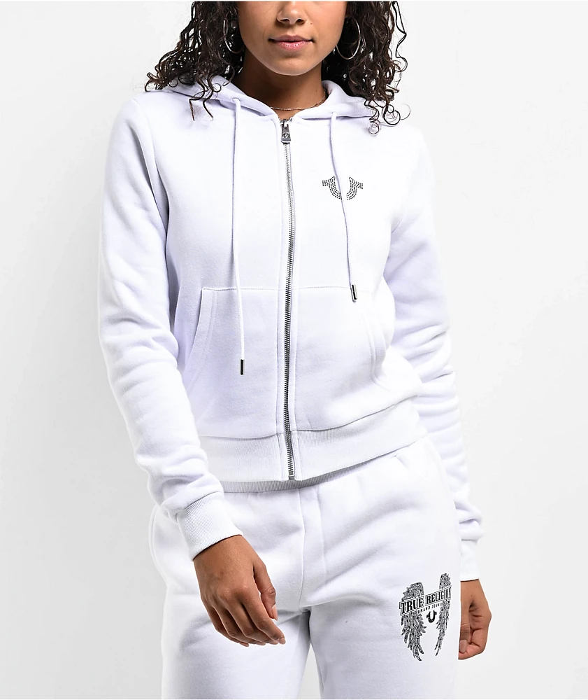 TRUE RELIGION ジップパーカー USA製 ホワイト y2k True Religion Crystal Wing White Zip Hoodie | Liberty Center