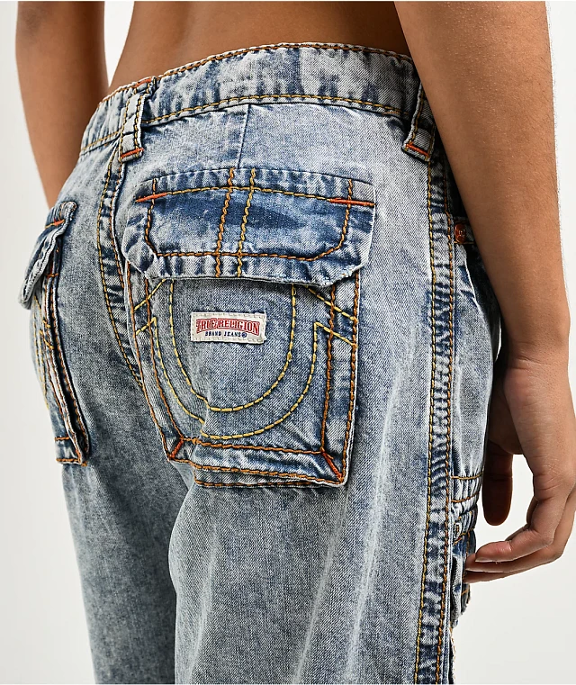 【TRUE RELIGION】★ジーンズ★ DENIM CARGO STRAIGHT JEAN True Religion Womens Cargo Pant Big T Jeans, Mosaic Canyon
