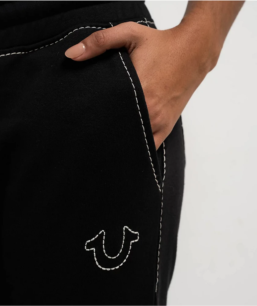 True Religion Joey Big T Black Low Rise Flare Sweatpants at