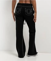 True Religion Joey Big T Black Low Rise Flare Sweatpants at