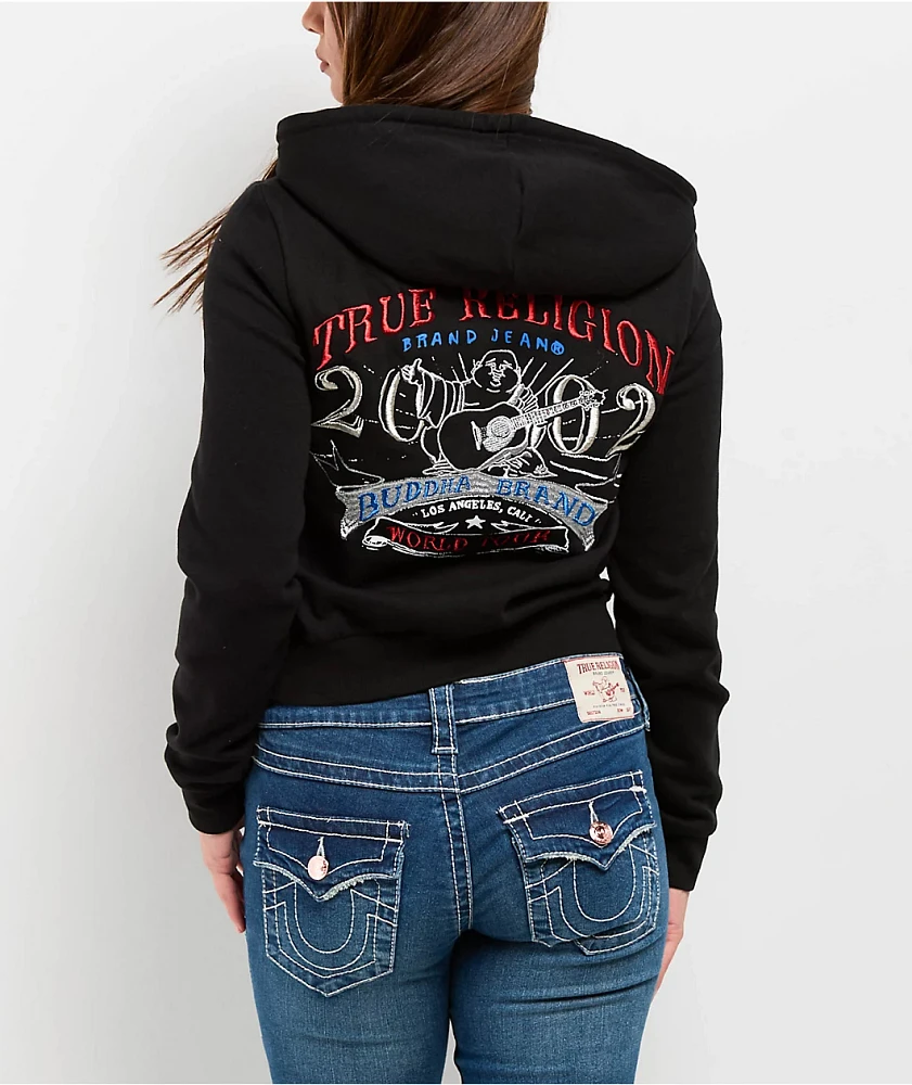 True Religion Lurex World Tour Black Zip Hoodie | Liberty Center