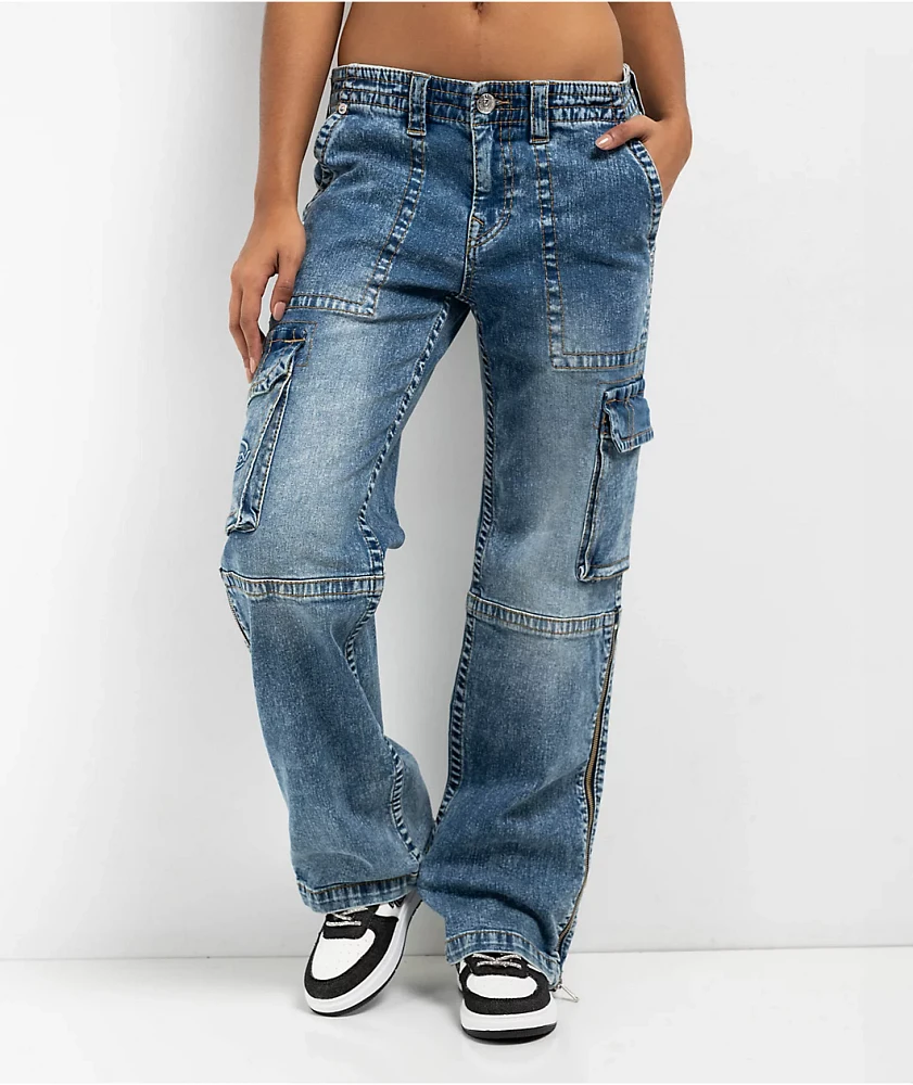 True Religion Ricki Blue Zip Cargo Jeans | MainPlace Mall