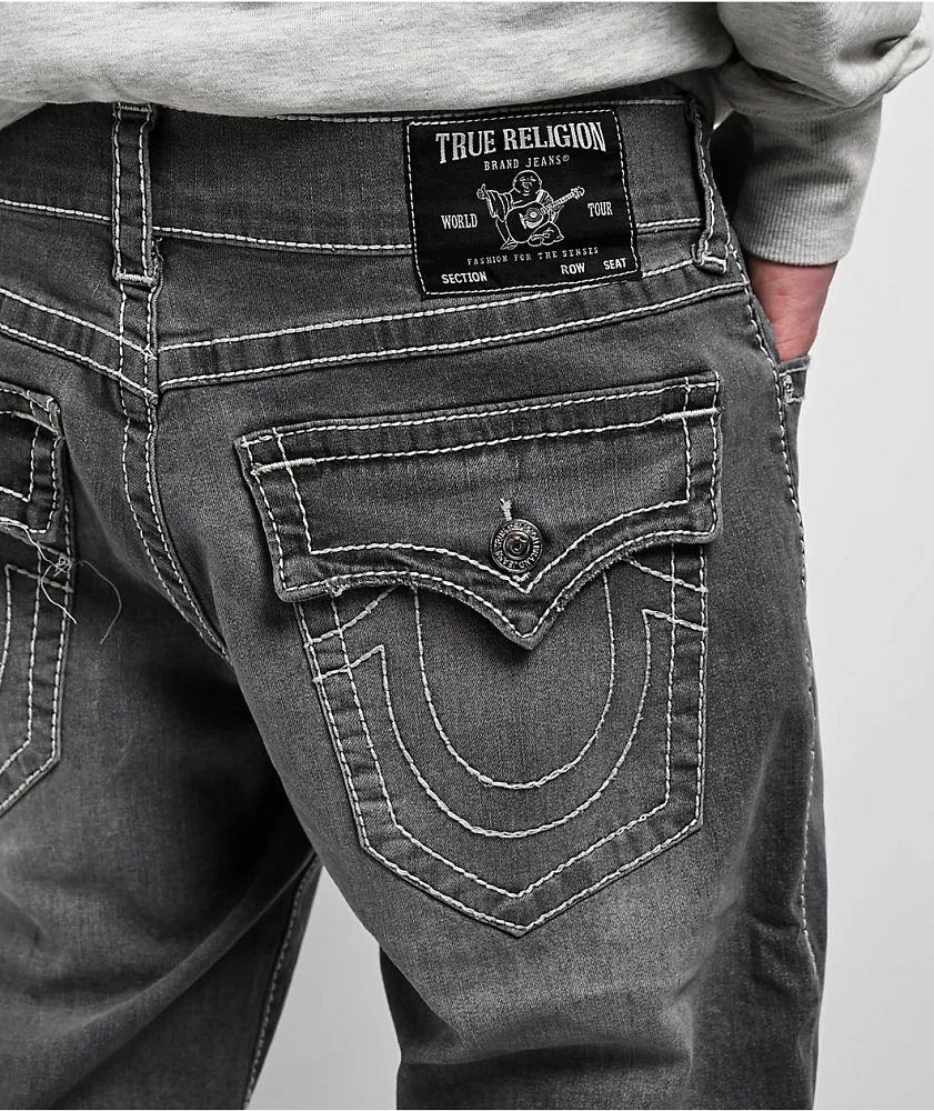 True Religion Ricky Big T Flap Grail Grey Wash Straight Leg Jeans
