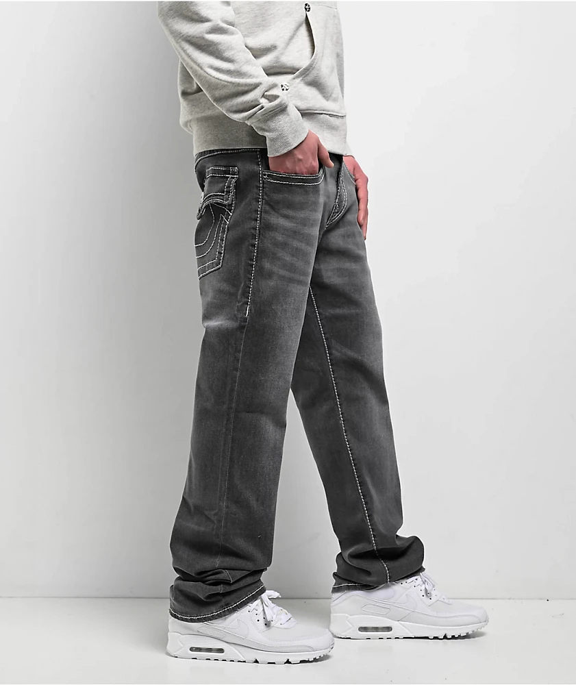 True Religion Ricky Big T Flap Grail Grey Wash Straight Leg Jeans