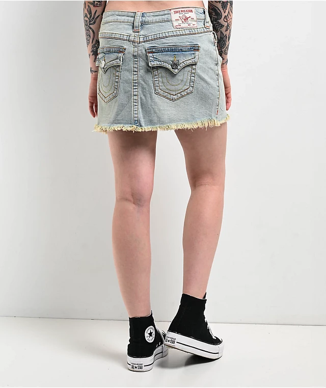 TRUE RELIGION Sadie Faux Leather Moto Mini Skirt - BLACK | Arden Fair