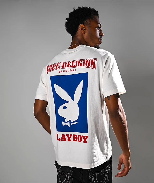 【True Religion】Playboy バニー ホースシュー ロゴ Tシャツ TRUE RELIGION X PLAYBOY APPLIQUÉ LOGO TEE - Black | True