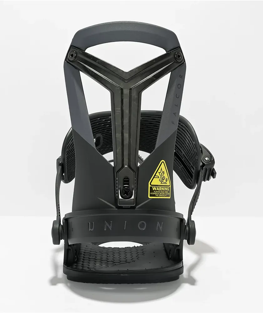 Union Falcor Black Snowboard Bindings 2023 at Hamilton Place in