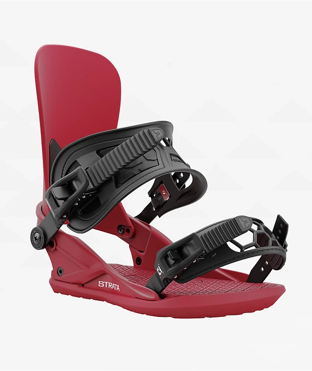 Union Strata Burgundy Snowboard Bindings 2025 at Hamilton Place in