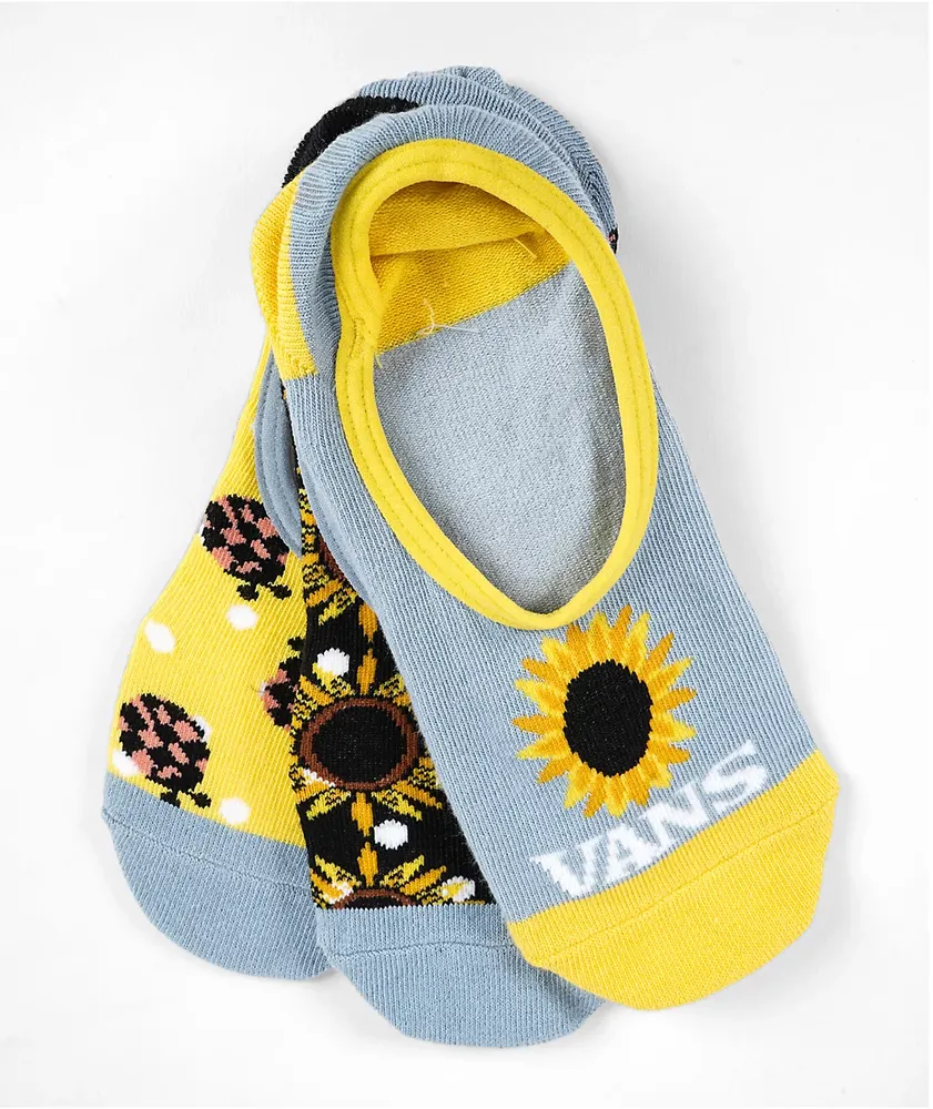 Vans Canoodle Sunflower Mix 3 Pack No Show Socks Willowbrook