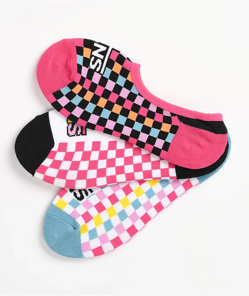Vans Canoodle Zoo Check 3 Pack No Show Socks Willowbrook