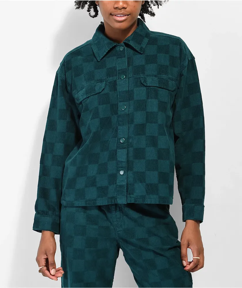 Vans Check It Out Teal Corduroy Shirt Jacket CoolSprings Galleria