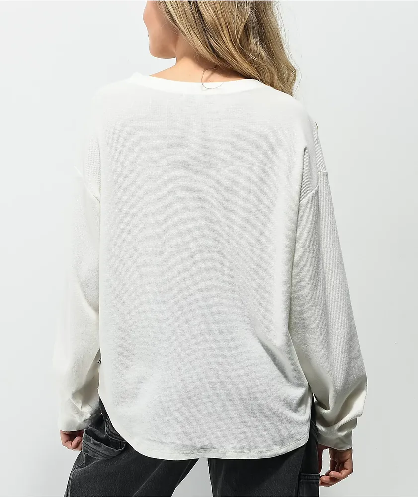 Vans Everly Henley White Thermal Long Sleeve T Shirt Mall of