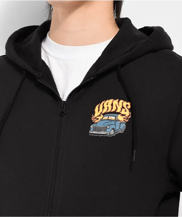 Vans black zip hoodie deals