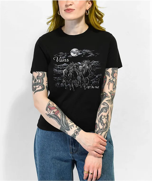 Vans black t shirt womens hot sale