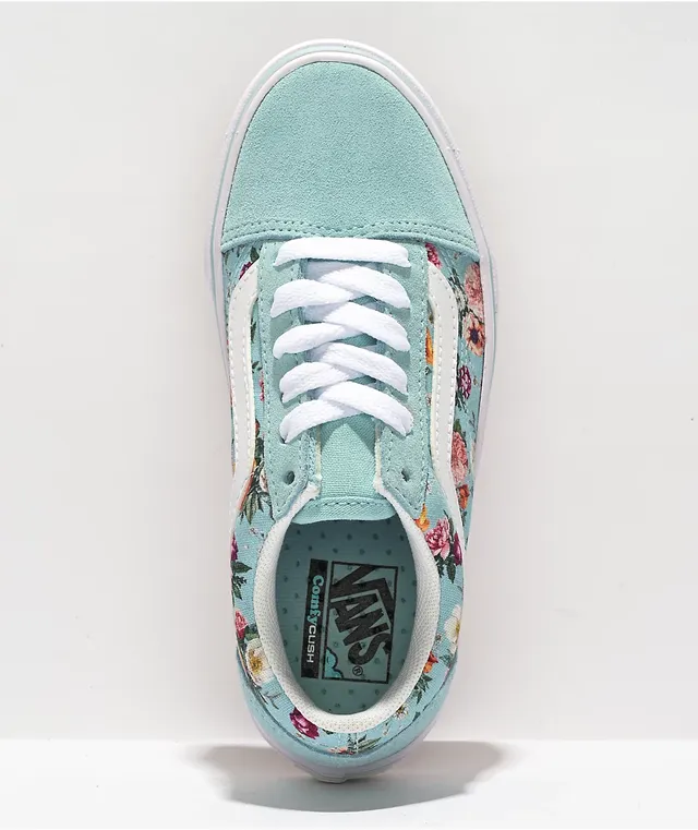 Light blue vans with flowers new arrivals