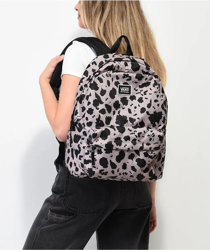 Vans black leopard print backpack store