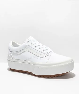 White platform sneakers vans cheap