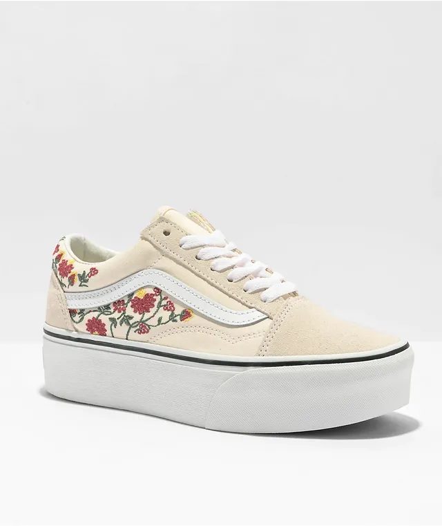 Tan floral vans sales
