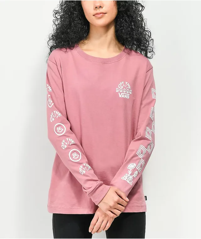 Pink long sleeve vans shirt discount