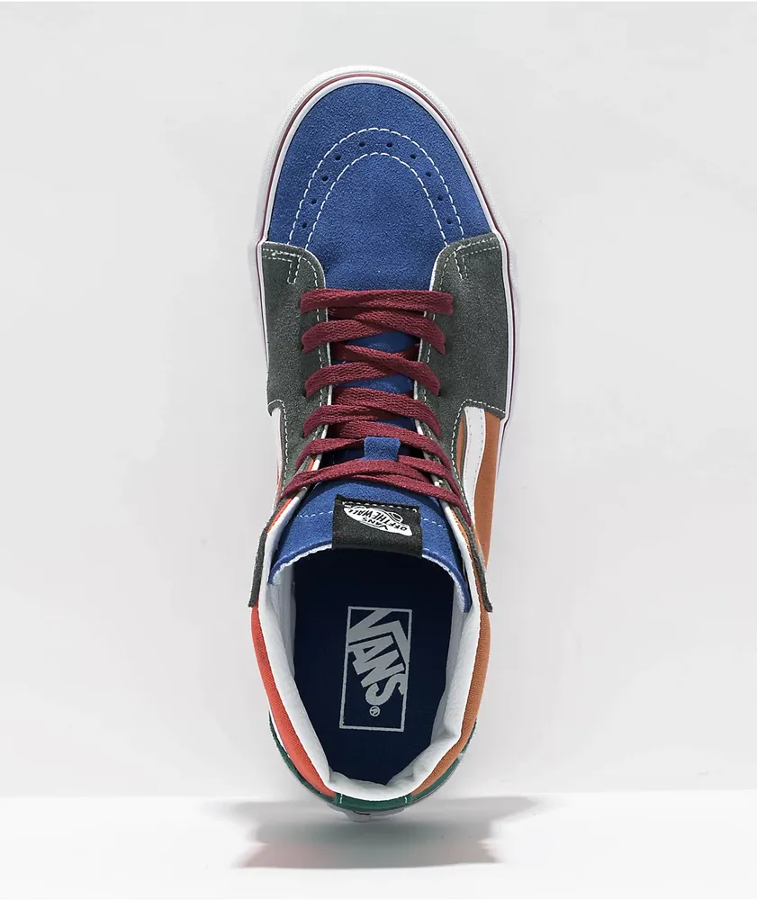 Vans sk8 hi blue and red best sale