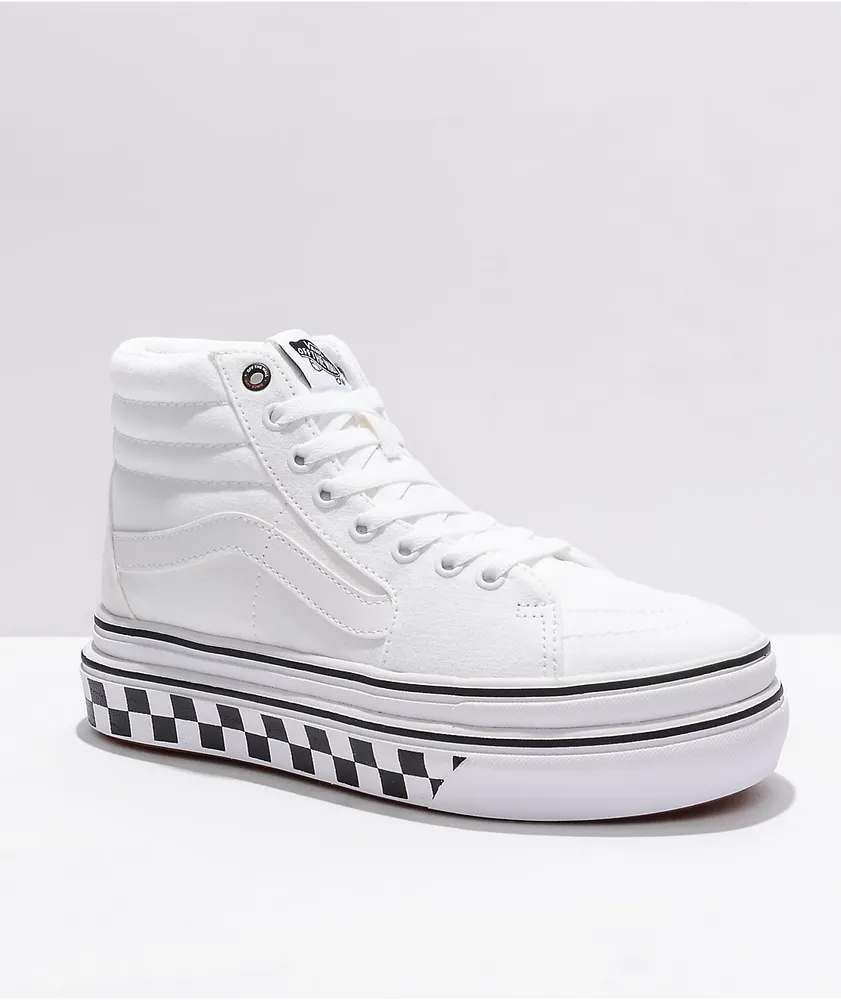 Vans Sk8-Hi ComfyCush Super White Platform Shoes | CoolSprings Galleria