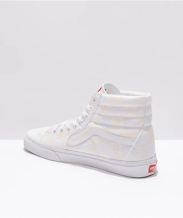 Vans Sk8 Hi DIY White Checkerboard Skate Shoes Willowbrook