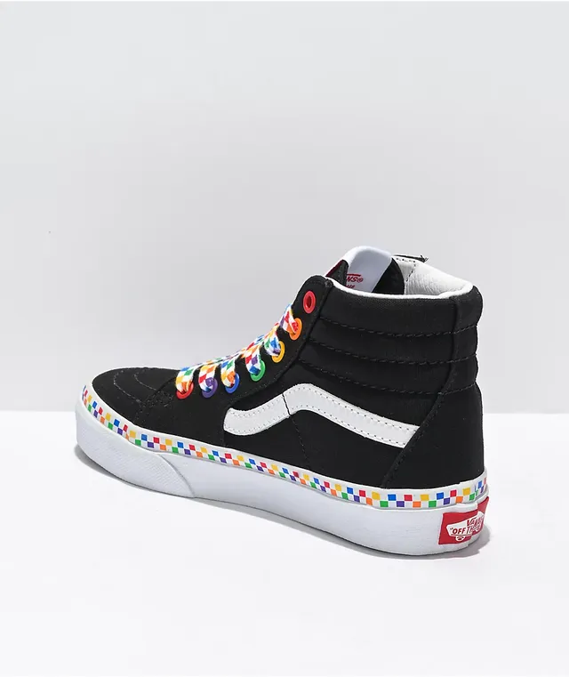 Rainbow checkered high top vans cheap
