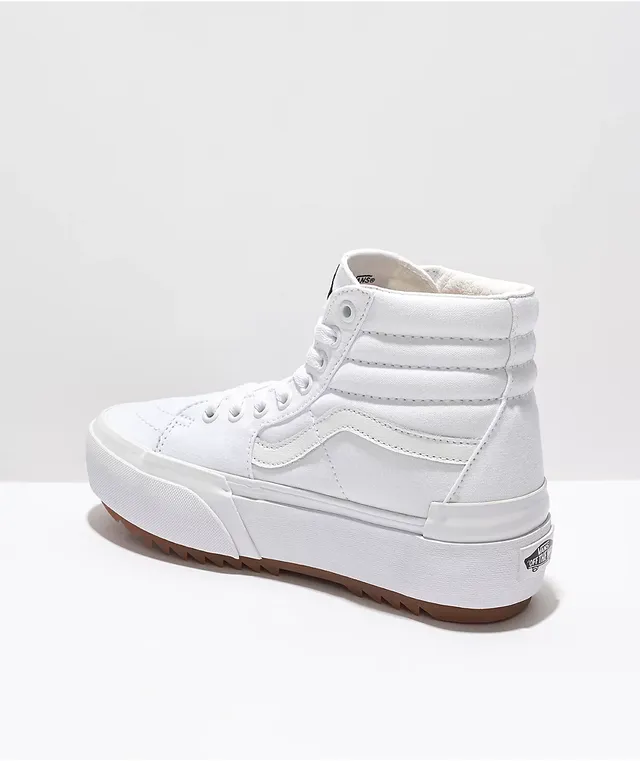 Vans sk8 hi white platform best sale