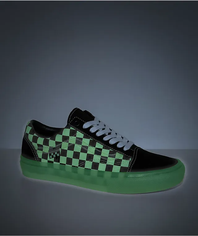 Vans old skool v glow flame checkerboard skate shoe discount