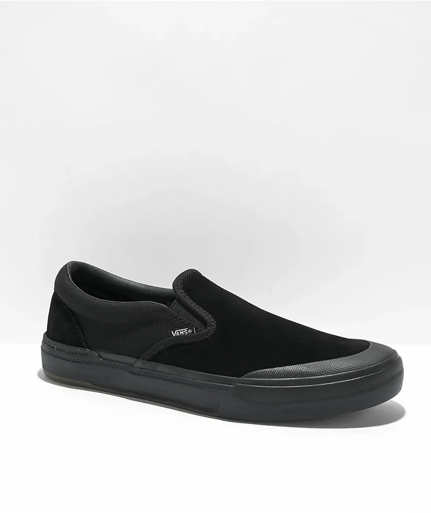 Vans black slip on shoes discount