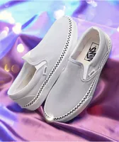Blue slip on vans with checkered foxing discount