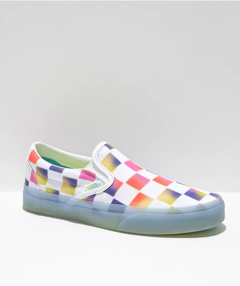 Rainbow slip on vans sales