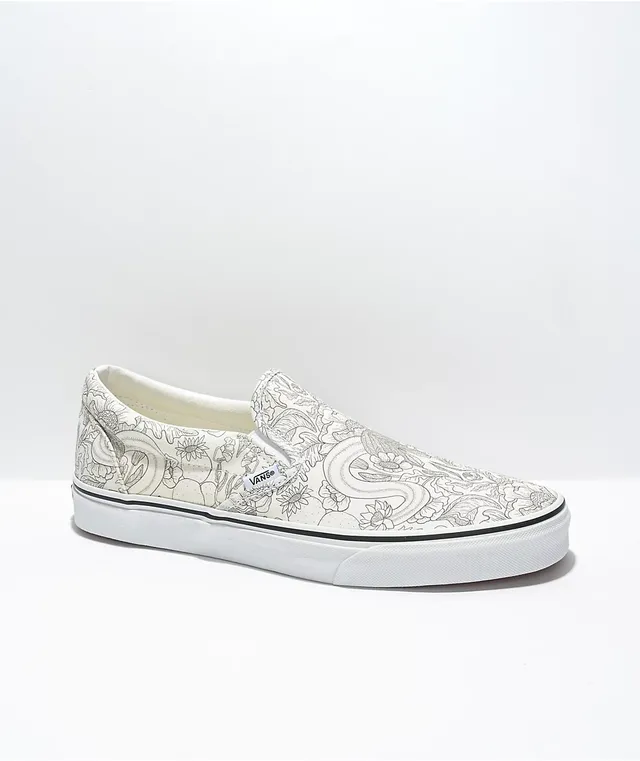 Vans Slip-On Desert Marsh Skull White Skate Shoes | Hamilton Place