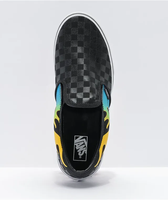 Vans slip on checkerboard flame skate shoe hot sale
