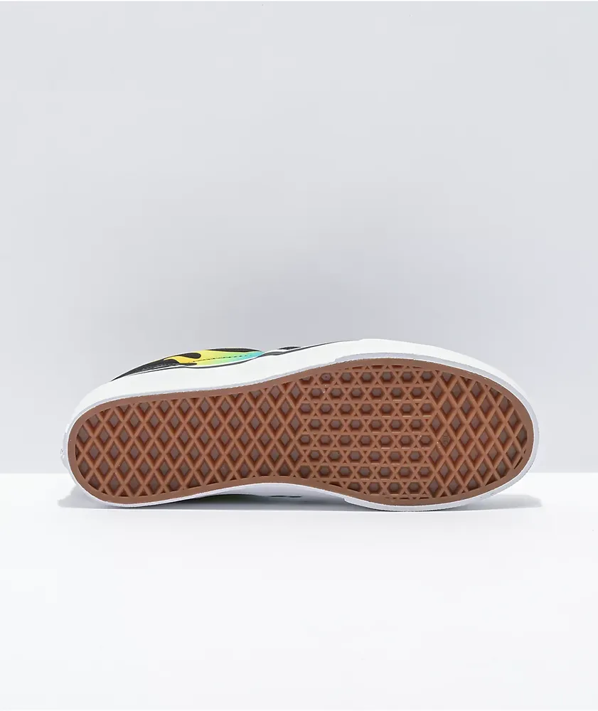 Vans Slip On Glow Flame Black Checkerboard Skate Shoes Mall of