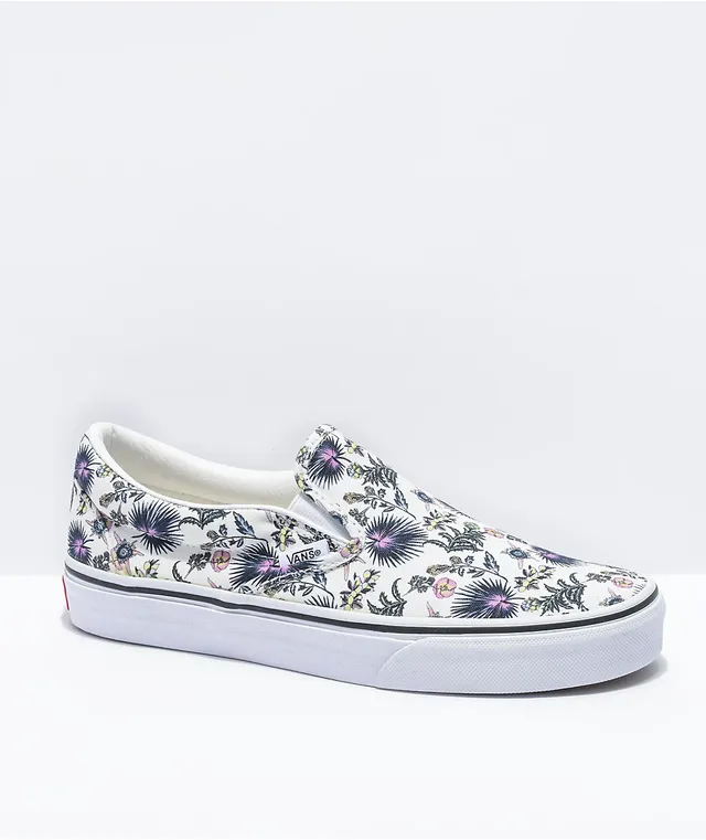 Vans flower slip ons discount